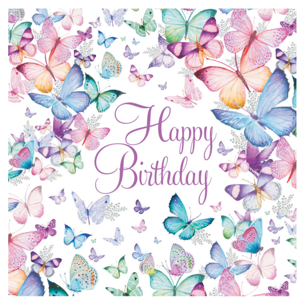 Ευχετήρια Κάρτα Διπλή (15x15) Pictura Happy Birthday Πεταλούδες