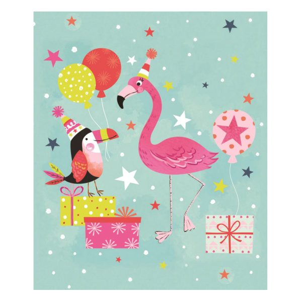 Ευχετήρια Κάρτα Απλή (12.5x15) Pictura Happy Birthday Φλαμίνγκο Και Δώρο