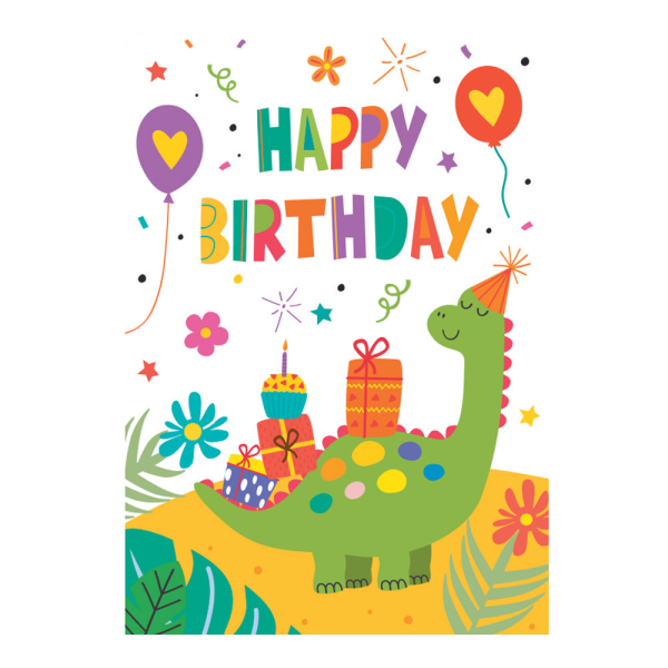 Ευχετήρια Κάρτα Τρίπτυχο (15x22) Pictura Happy Birthday Dino