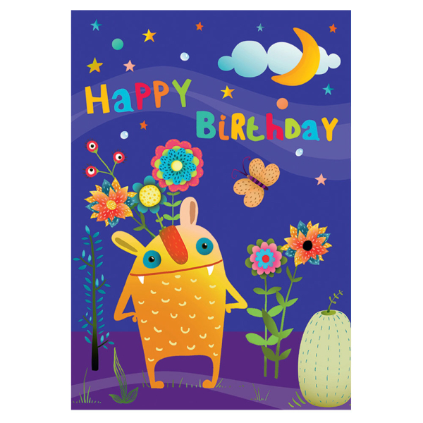 Ευχετήρια Κάρτα Τρίπτυχο (15x22) Pictura Happy Birthday Τερατάκι