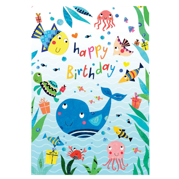 Ευχετήρια Κάρτα Τρίπτυχο (15x22) Pictura Happy Birthday Θάλασσα