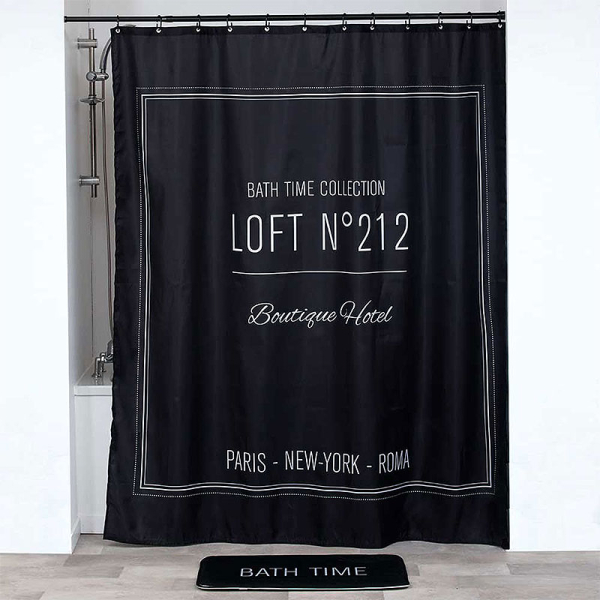 Κουρτίνα Μπάνιου (180x200) Με Κρίκους T-D Neo Retro 1200727 Black