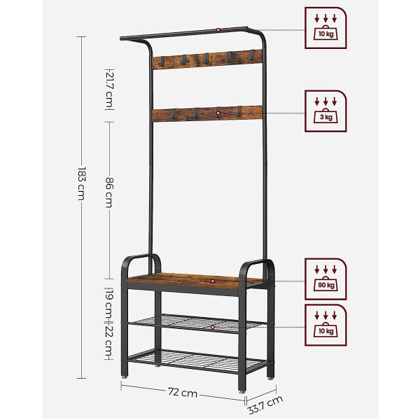 Έπιπλο Εισόδου (72x33.7x183) Vasagle HSR40B