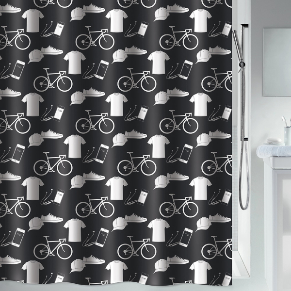 Κουρτίνα Μπάνιου (180x200) Με Κρίκους Spirella Patchwork Black