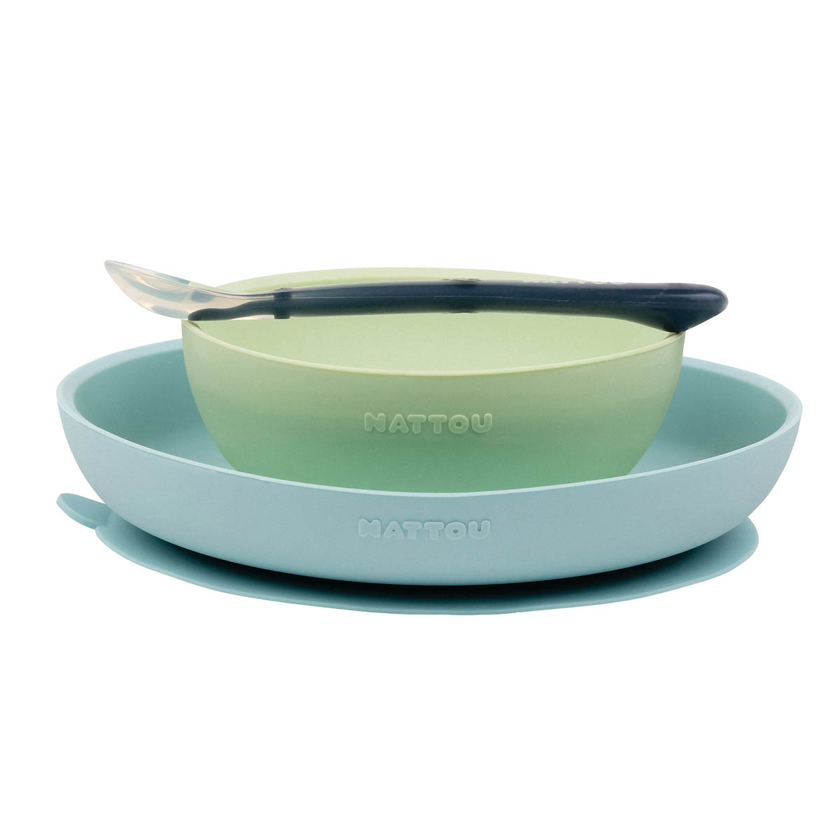 Παιδικό Σετ Φαγητού 3τμχ Nattou Silicon Blue – Green N876773 255247