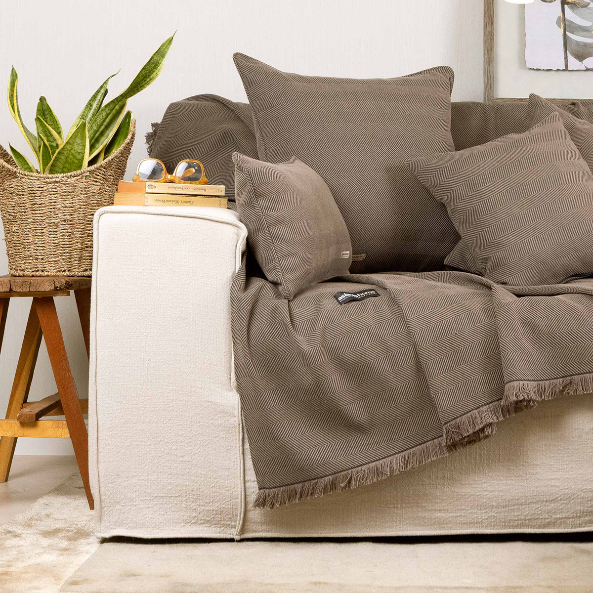 Ριχτάρι Τριθέσιου Καναπέ (180x300) Aslanis Home Atheras Καφέ