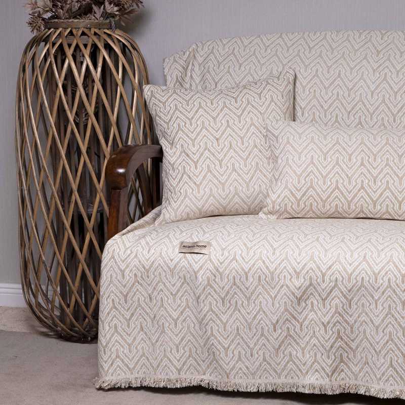 Ριχτάρι Καναπέ Τετραθέσιου (180x350) Aslanis Home Tymfi Σπαγγί-Εκρού