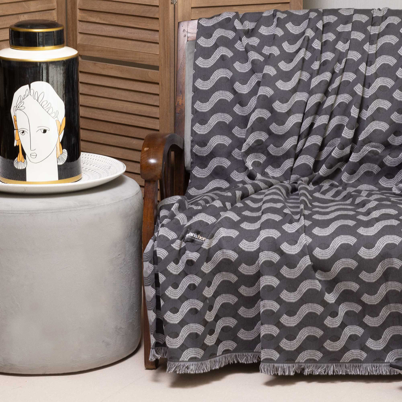 Ριχτάρι Καναπέ Τριθέσιου (180x300) Aslanis Home Pinovo Γραφίτης-Ασημί