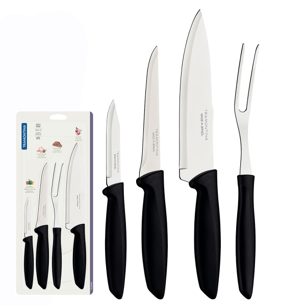 Μαχαίρια Κουζίνας + Πιρούνα (Σετ 4τμχ) Tramontina Plenus 23498/031