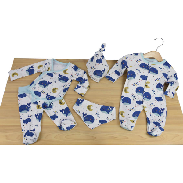Σετ Μαιευτηρίου για Νεογέννητο 6-9 Μηνών (5τμχ) Bebe Stars Whale 3109-1