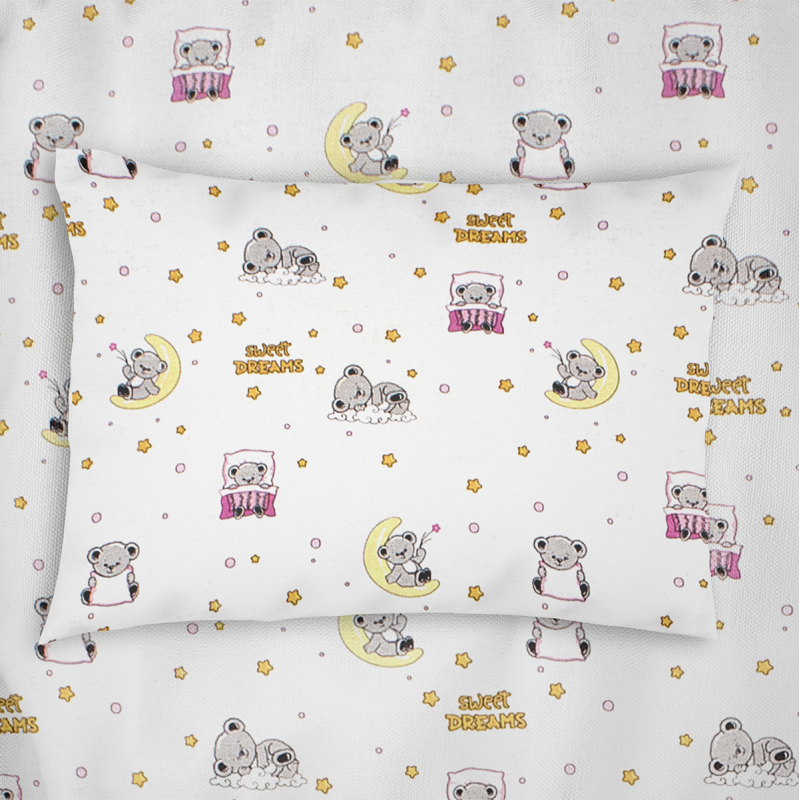 Βρεφική Μαξιλαροθήκη (35x45) Dimcol Sweet Dreams 553 White - Pink
