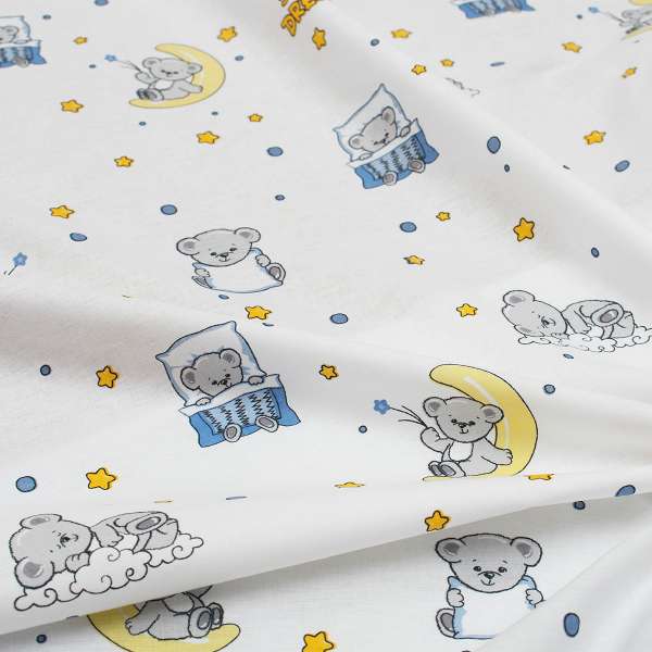 Σεντόνι Κούνιας Με Λάστιχο (70x140+15) Dimcol Sweet Dreams 554 White - Sky Blue