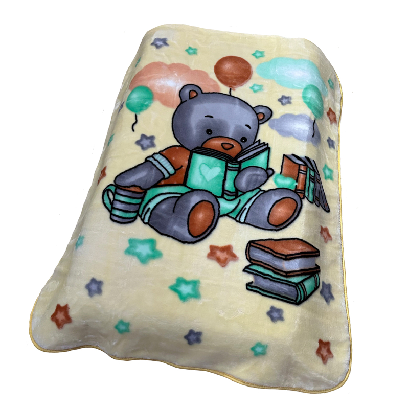 Κουβέρτα Βελουτέ Κούνιας (110x140) Dimcol Studying Bear 39 Ecru - Light Yellow