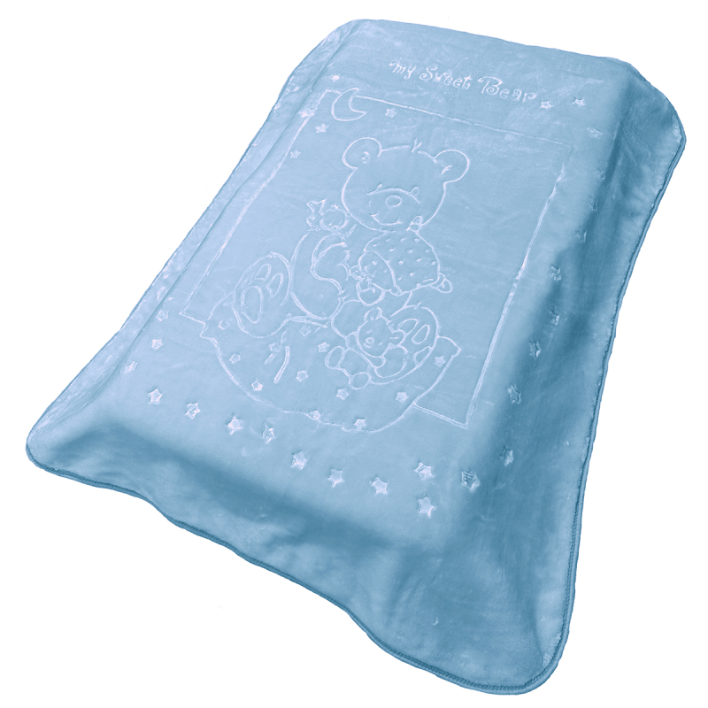 Κουβέρτα Βελουτέ Κούνιας (110x140) Dimcol Sweet Bear 11 Baby Blue