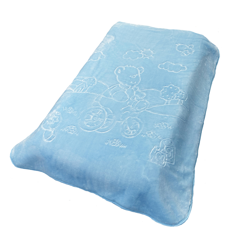 Κουβέρτα Βελουτέ Κούνιας (110x140) Dimcol Bicycle Bear 16 Baby Blue
