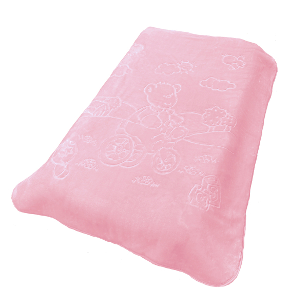 Κουβέρτα Βελουτέ Κούνιας (110x140) Dimcol Bicycle Bear 17 Baby Pink