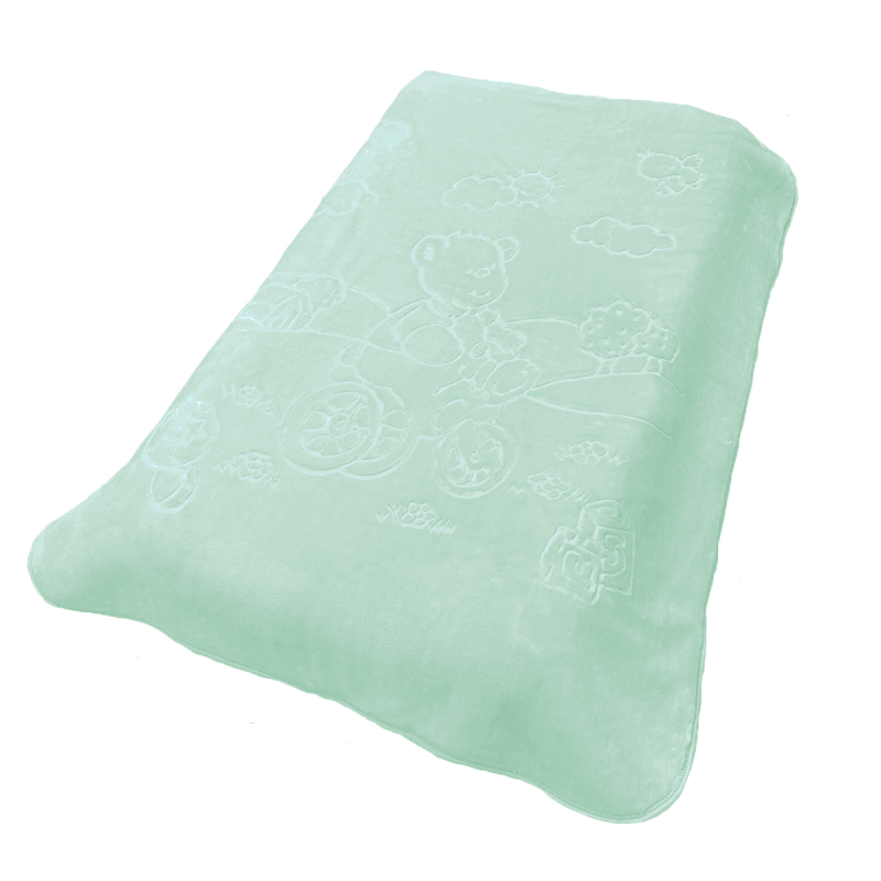 Κουβέρτα Βελουτέ Κούνιας (110x140) Dimcol Bicycle Bear 20 Mint