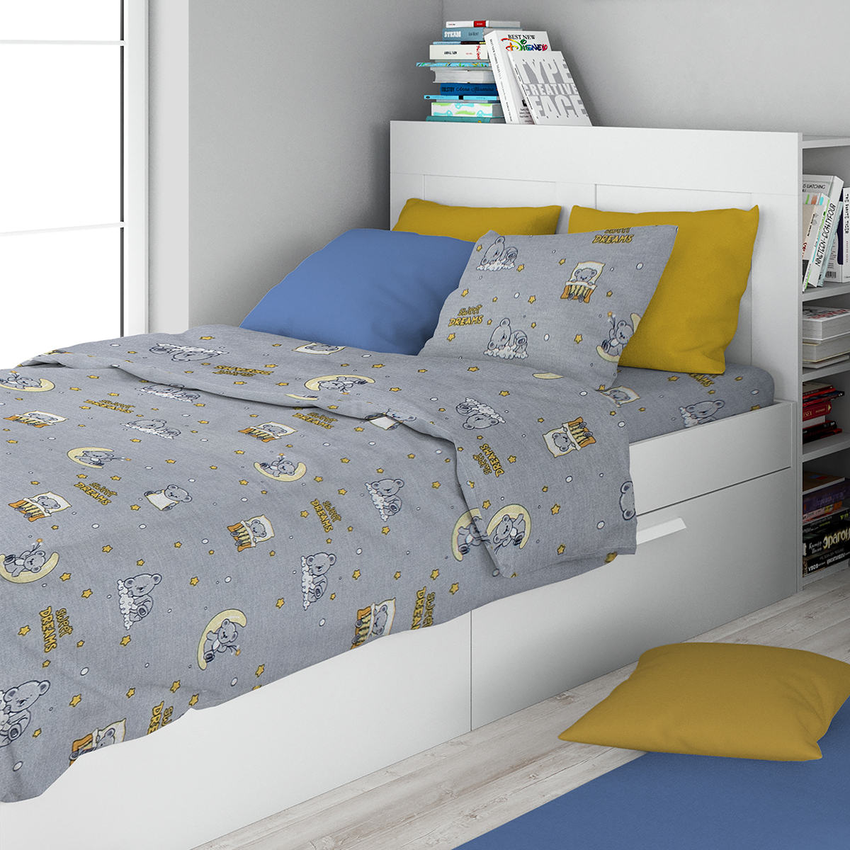 Σεντόνια Μονά (Σετ 3τμχ) Dimcol Sweet Dreams 552 Grey 257126