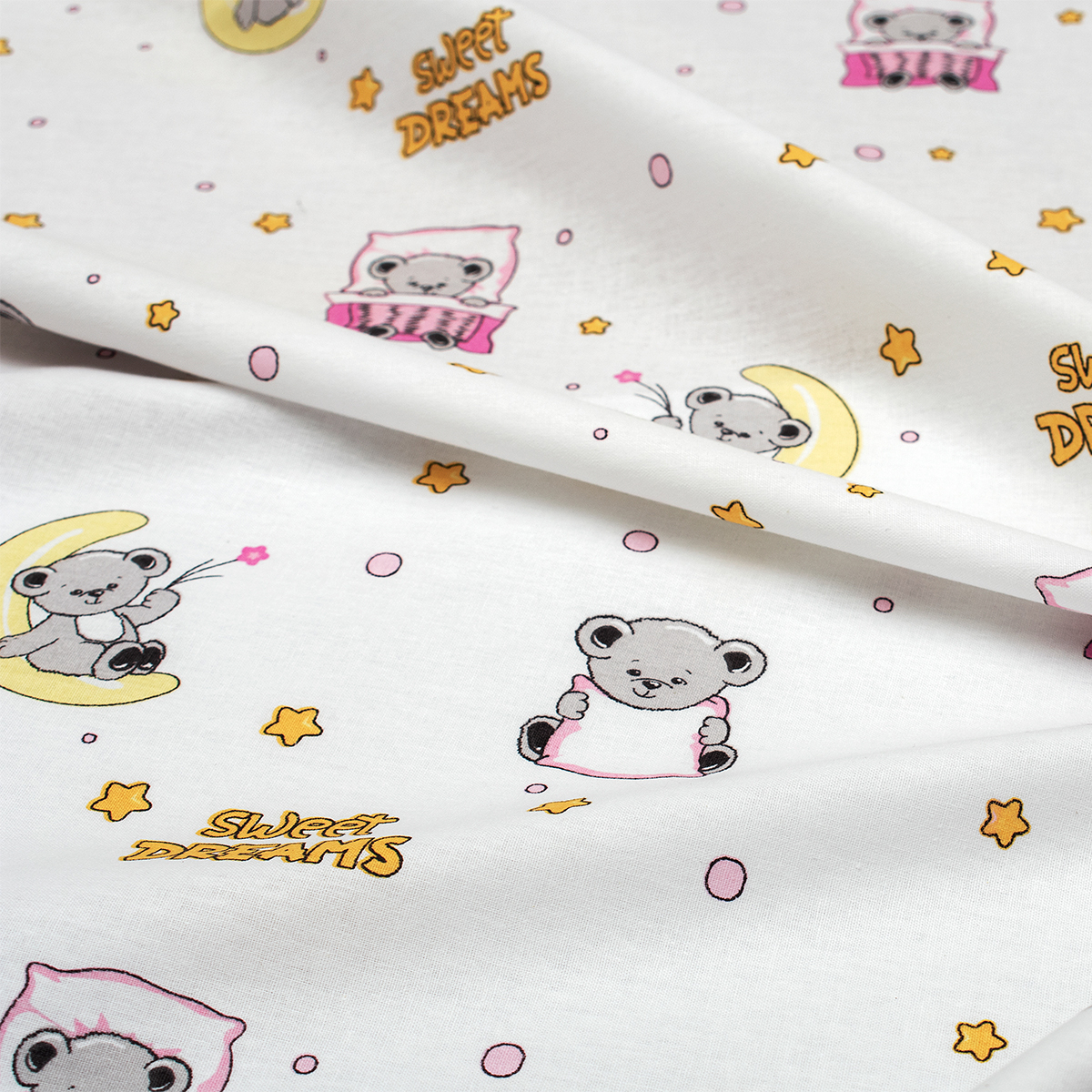Σεντόνια Μονά (Σετ 3Τμχ) Dimcol Sweet Dreams 553 White - Pink Home Παιδικά Λευκά Είδη Spitishop