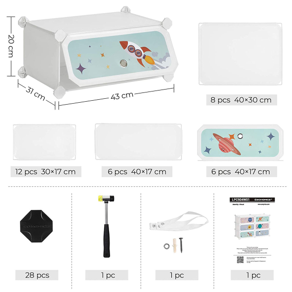 Παιδικό Έπιπλο Αποθήκευσης 6 Θέσεων (43x35x105) Songmics LPC904W01