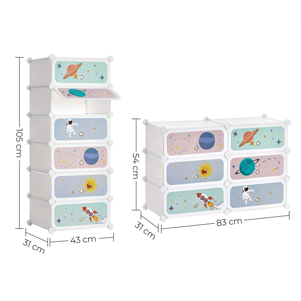Παιδικό Έπιπλο Αποθήκευσης 6 Θέσεων (43x35x105) Songmics LPC904W01