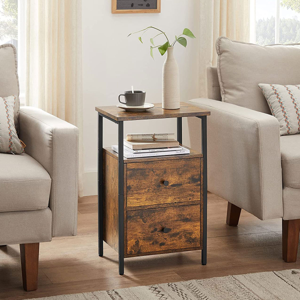 Κομοδίνο Με 2 Συρτάρια & Ράφι (38x28x60) Vasagle LET521B01