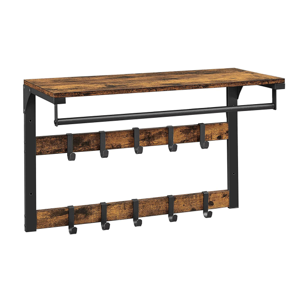 Κρεμάστρα Τοίχου 10 Θέσεων Με Ράφι (65x30x42) Vasagle LCR101B01