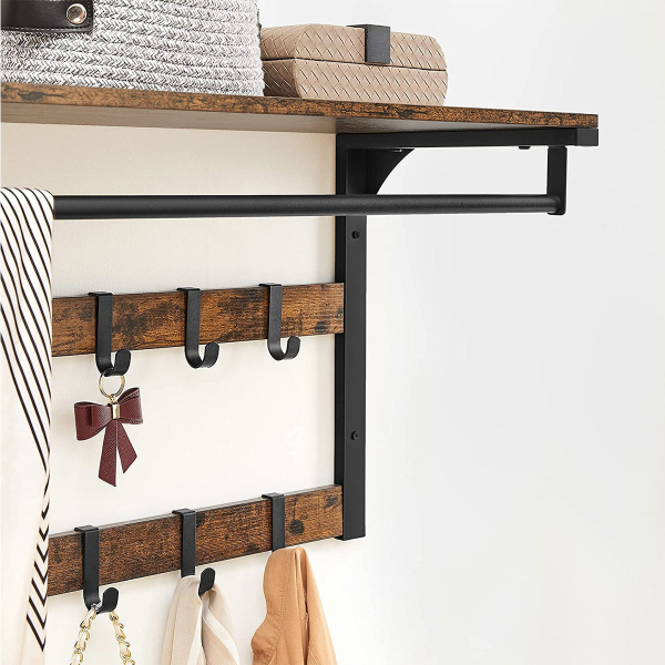 Κρεμάστρα Τοίχου 10 Θέσεων Με Ράφι (65x30x42) Vasagle LCR101B01