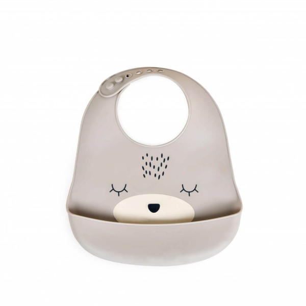 Σαλιάρα Σιλικόνης 4+ Μηνών (22.5x28.5) Cangaroo Oscar Grey