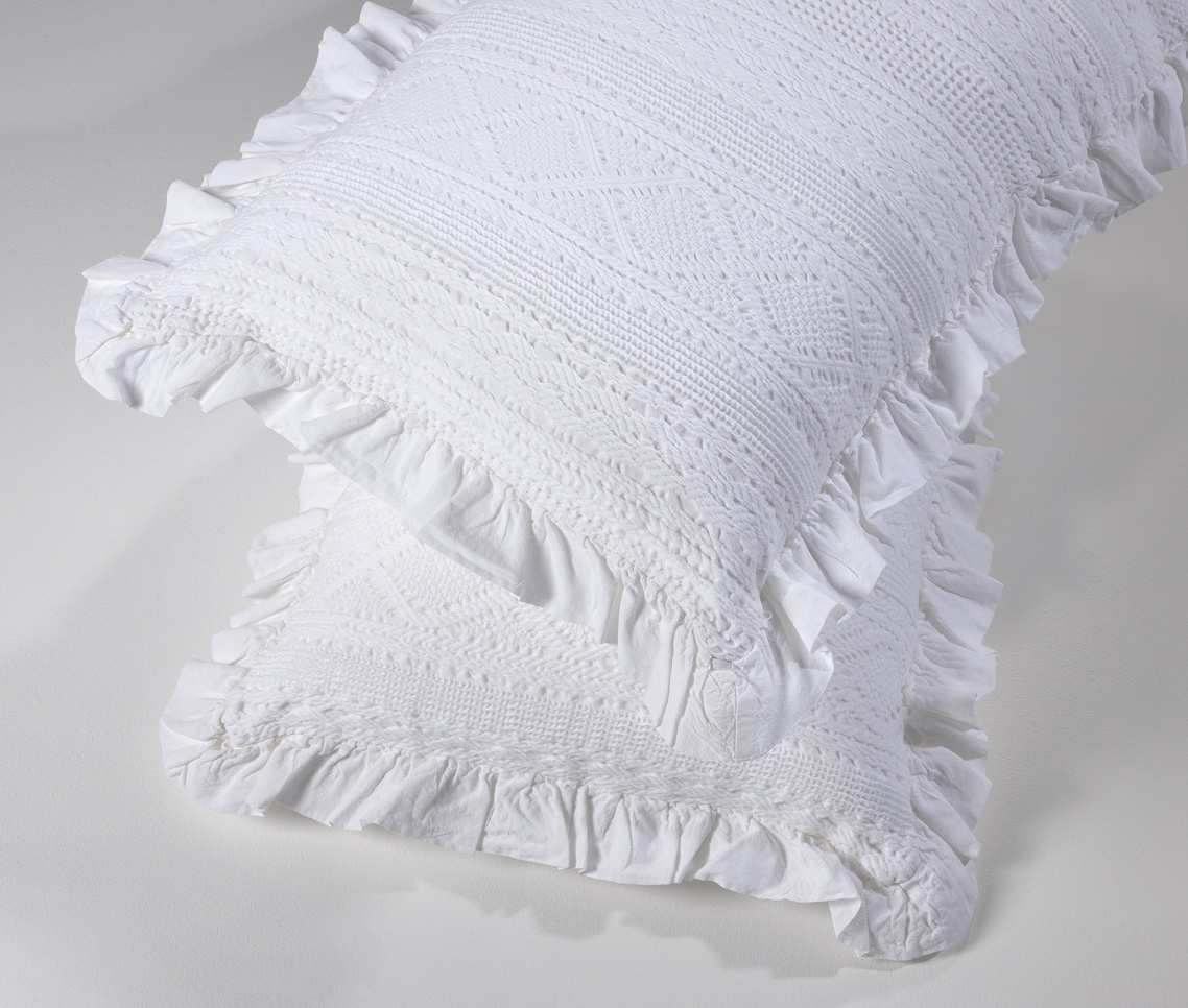 Down Town Μαξιλαροθήκη Με Βολάν (40x60) Down Town ΑΡΤ-454 White