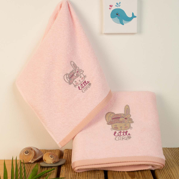 Βρεφικές Πετσέτες (Σετ 2τμχ) Dimcol Rabbit Girl 146 Ροζ
