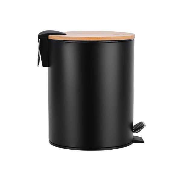 Κάδος Απορριμμάτων Μπάνιου (Φ20.5x25.5) Estia 5lt Bamboo Essentials Black 02-12748