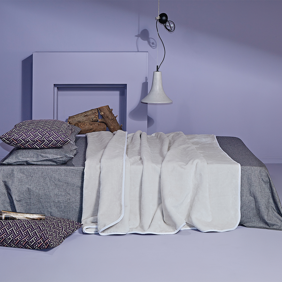 Kentia Κουβέρτα Βελουτέ Ημίδιπλη (180x220) Kentia Loft Notte 00 White