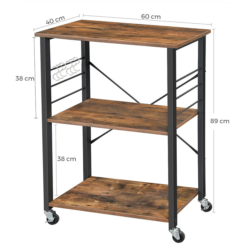 Τρόλεϊ Ραφιέρα 3 Θέσεων (60X40X89) Vasagle Kks60Xv1 Home Οργάνωση & Αποθήκευση Οργάνωσης Spitishop