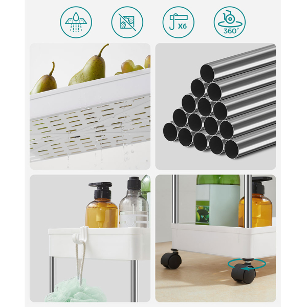 Τρόλεϊ/Ραφιέρα 4 Θέσεων (42x22.5x86) Songmics KSC10WT