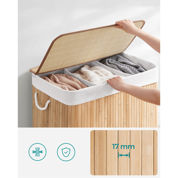 Καλάθι Απλύτων 3 Θέσεων (60x40x61.5) Songmics LCB091N01V2