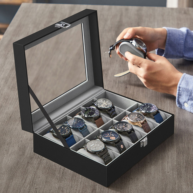 Θήκη Για 10 Ρολόγια (25x21x8.5) Songmics JWB010BK