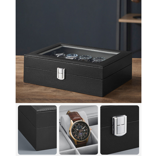 Θήκη Για 10 Ρολόγια (25x21x8.5) Songmics JWB010BK