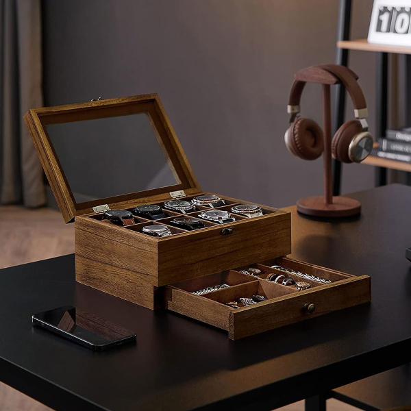 Θήκη Για 8 Ρολόγια & Κοσμήματα (27x19x12.5) Songmics JOW008K01