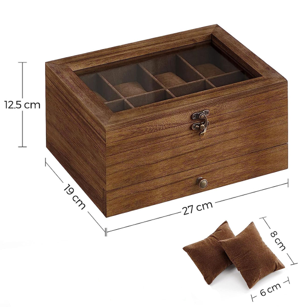 Θήκη Για 8 Ρολόγια & Κοσμήματα (27x19x12.5) Songmics JOW008K01