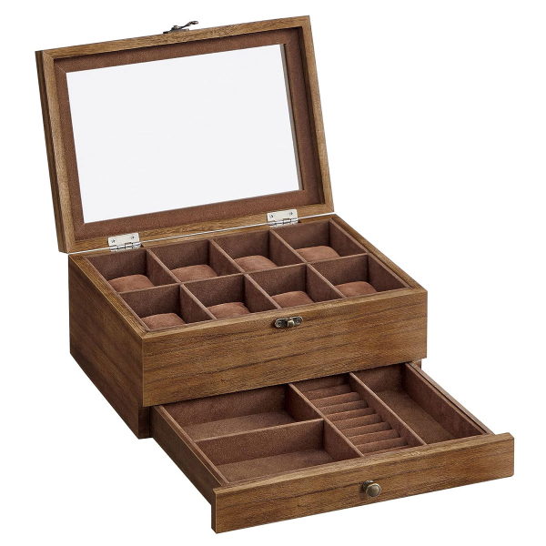 Θήκη Για 8 Ρολόγια & Κοσμήματα (27x19x12.5) Songmics JOW008K01