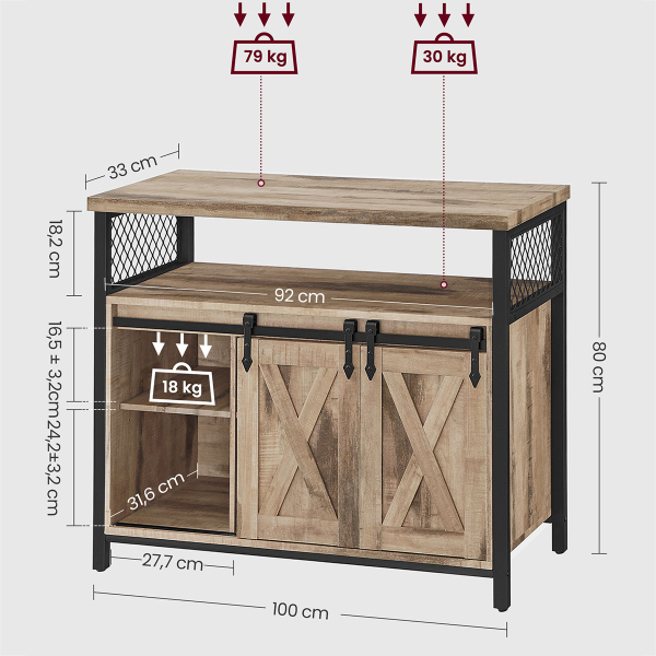 Μπουφές (100x33x80) Vasagle LSC092B50
