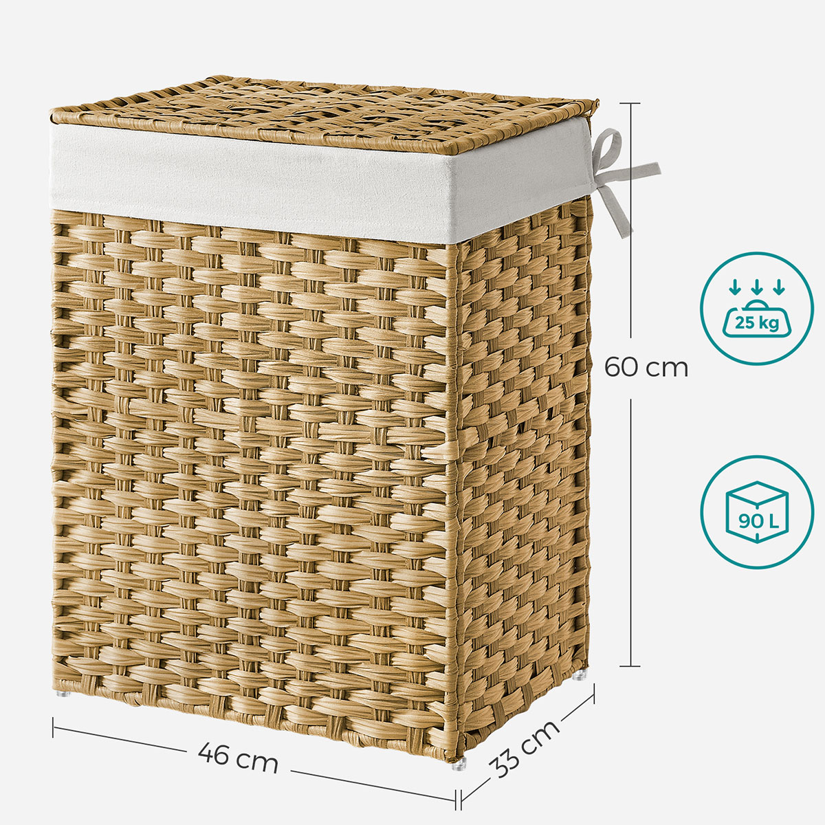 Καλάθι Απλύτων 90Lit (46X33X60) Songmics Lcb051N01V1 Home Μπάνιο Καλάθια Spitishop