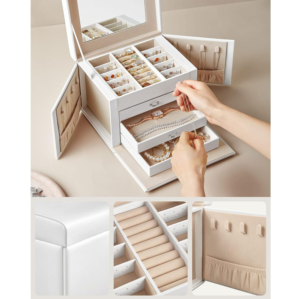 Μπιζουτιέρα Κουτί Με Συρτάρια & Καθρέφτη (22.5x17.5x16.5) Songmics JBC159W01