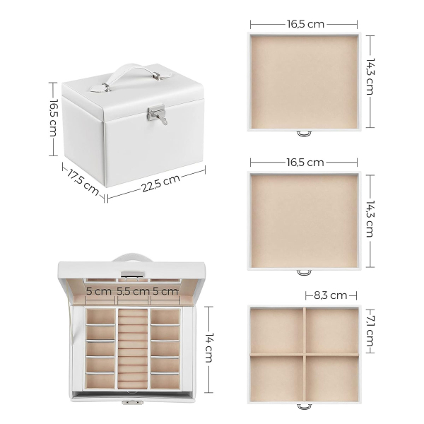 Μπιζουτιέρα Κουτί Με Συρτάρια & Καθρέφτη (22.5x17.5x16.5) Songmics JBC159W01