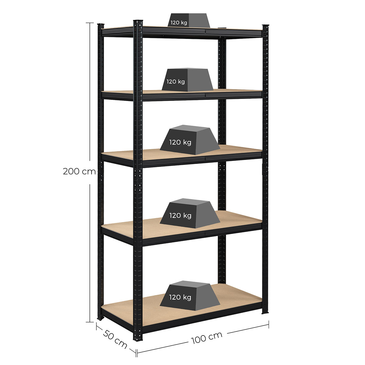 Μεταλλική Ραφιέρα Δαπέδου 5 Θέσεων (100X50X200) Songmics Glr050B01 Home Έπιπλα Βιβλιοθήκες - Ραφιέρες Spitishop