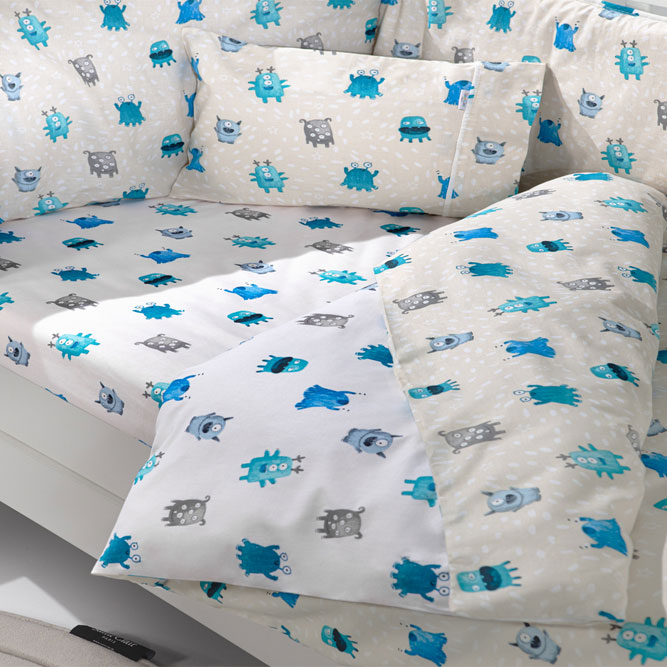 Σετ Κούνιας 3Τμχ Saint Clair Monsters Blue Home Βρεφικά Προίκα Μωρού - Λίκνου Spitishop