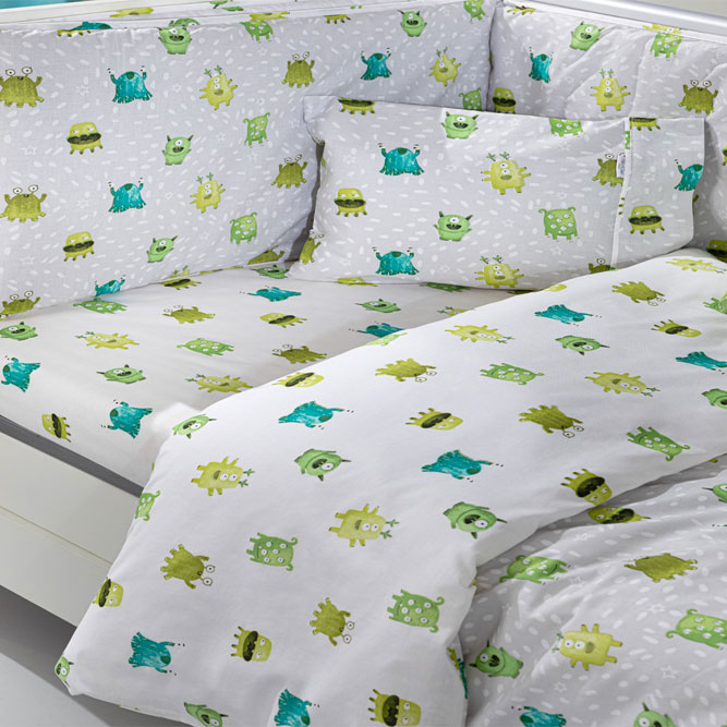 Σετ Κούνιας 3Τμχ Saint Clair Monsters Lime Home Βρεφικά Προίκα Μωρού - Λίκνου Spitishop