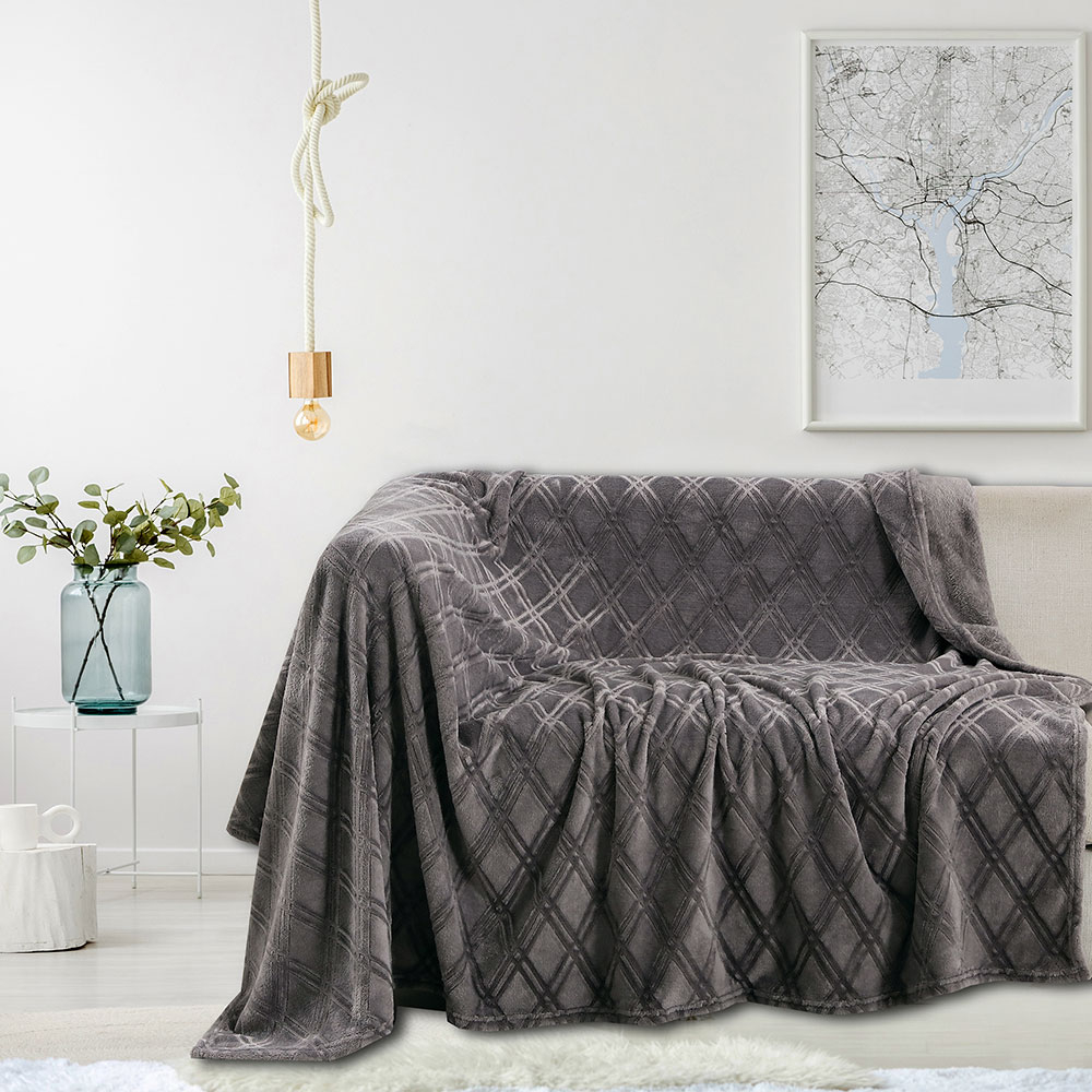 Διακοσμητικό Ριχτάρι Fleece/Κουβέρτα Καναπέ (130×170) Melinen Ollie Grey