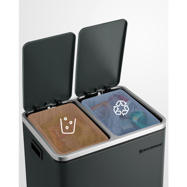 Κάδος Απορριμμάτων Διπλός (41x31.5x47) Songmics 30lt LTB30GS